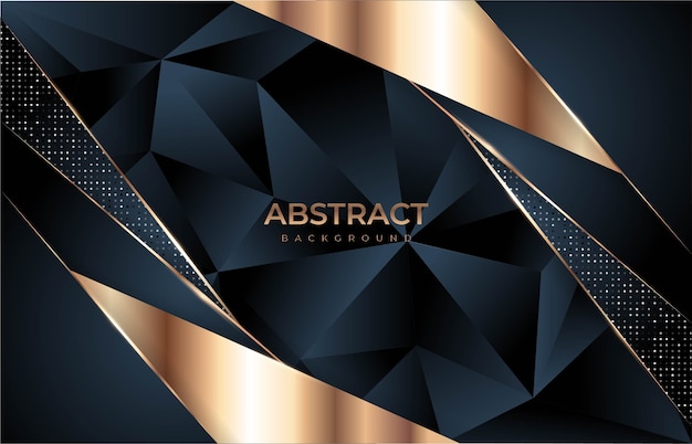 Vector luxury dark low poly background with glitter gold