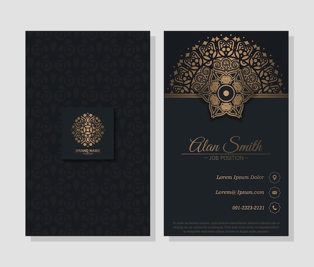 Luxury dark mandala business card