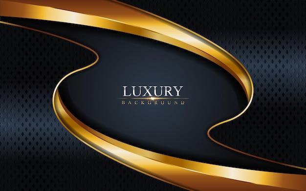 Luxury Dark Navy Combination with Golden Lines Background . Graphic  Element.