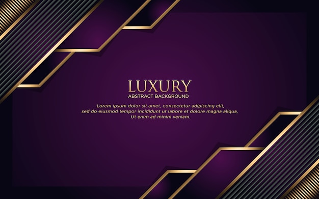 Luxury Dark Purple Background With Geometric Shape And Golden Stripe
