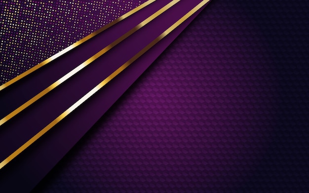 Luxury Dark Purple Background With Golden Stripe And Glitter