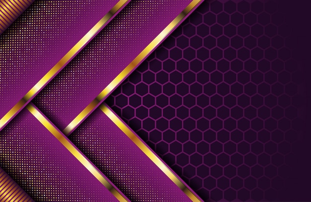 Vector luxury dark purple background with golden stripe and glitter