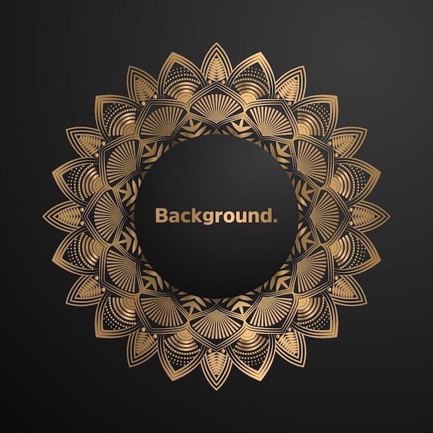 luxury decoration of mandala flowers with shiny gold color yoga template relax islamic arabesque