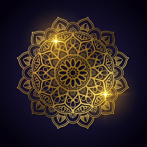 Luxury decoration of mandala flowers with shiny gold color. yoga template. relax, islamic, arabesques, indian, turkey.