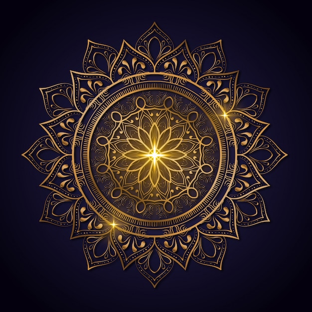 Vector luxury decoration of mandala flowers with shiny gold color. yoga template. relax, islamic, arabesques, indian, turkey.
