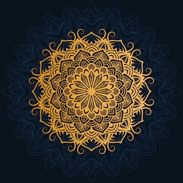 Vector luxury decoration of mandala flowers with shiny gold color.