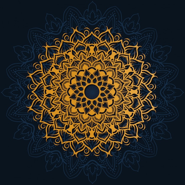 Vector luxury decoration of mandala flowers with shiny gold color.