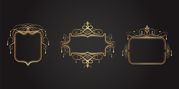 Vector luxury decorative golden vintage frames and borders set retro ornamental frame ornaments vector art