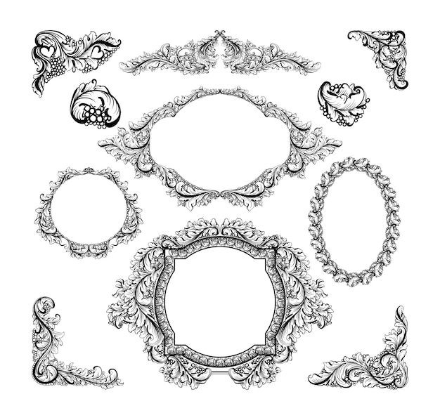 Vector luxury decorative vintage frames and borders calligraphic frames retro elegant ornament elements art