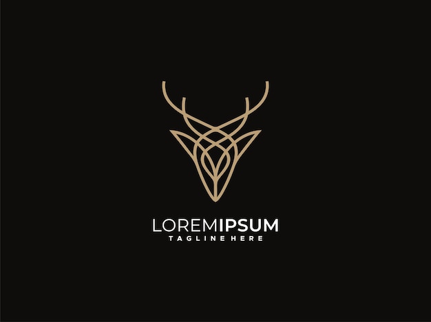 Luxury deer logo design vector template with monoline style