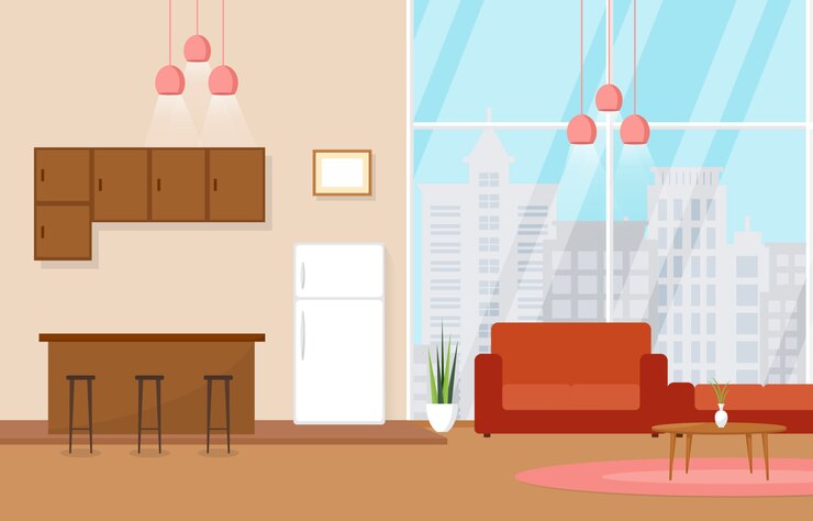 Vector luxury deluxe living room penthouse apartment interior furniture