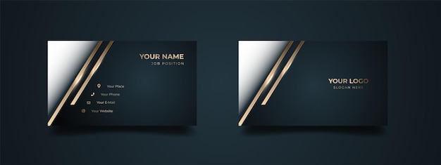 Luxury design business card dark blue gradient with barcode space template vecto