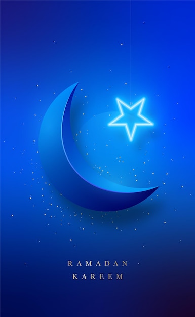 Design di lusso per ramadan kareem con luna crescente brillante