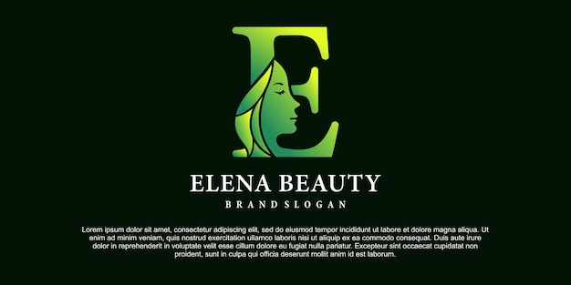 Vector luxury design vector illustration of green gradient color monogram beauty logo initial letter e