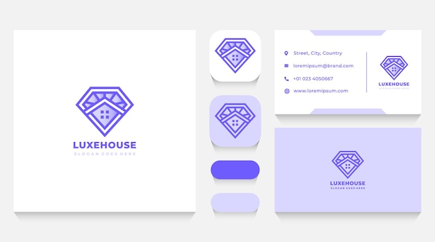 高級ダイヤモンドハウスのロゴテンプレートと名刺