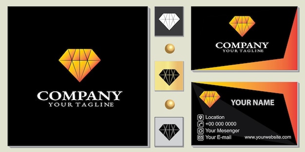 Modello premium con logo diamante di lusso con elegante biglietto da visita vettoriale eps 10