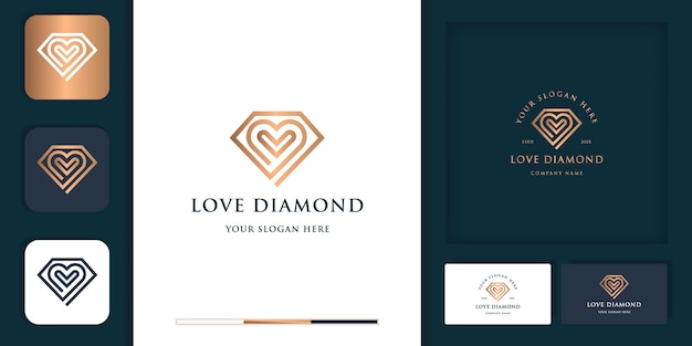 Роскошный бриллиант любовь винтаж современный логотип и дизайн визитной карточки