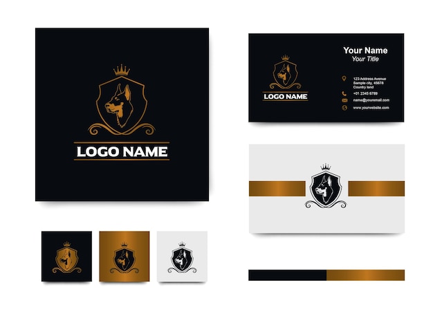 Luxury dog logo with a business card