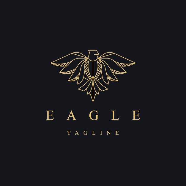 Luxury eagle birds line logo icon design template flat vector