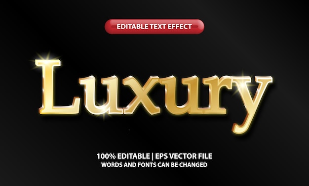 Modello di effetto testo modificabile di lusso, gradazione di metallo dorato con lettere 3d lusso, brillante e soddisfacente