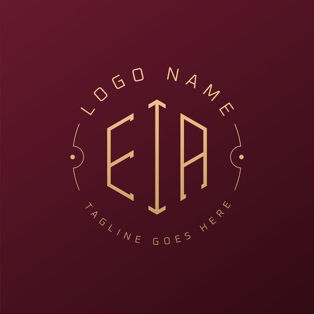 エイアロゴデザイン エレガントな文字 EIAモノグラム LOGO ミニマリスト ポリゴン EIA ロゴデザイン テンプレート