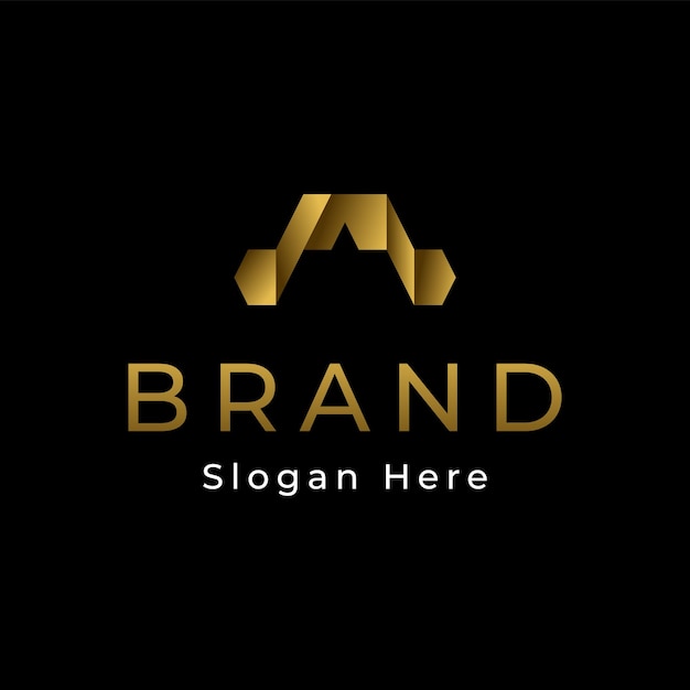 Роскошный элегантный абстрактный минималистичный логотип современный с золотым градиентом