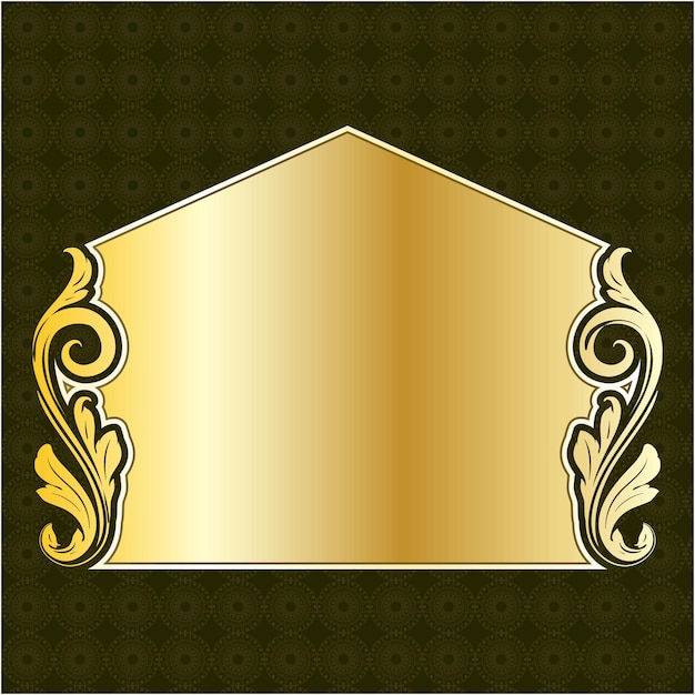 luxury elegant banner label golden metallic border frame royal