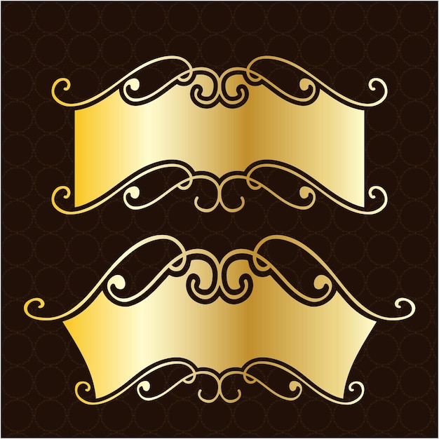 luxury elegant banner label golden metallic border frame royal