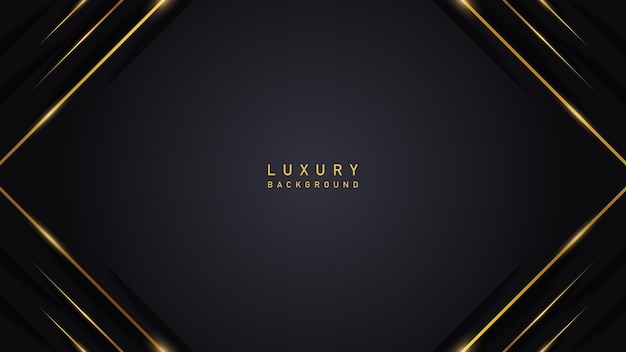 luxury elegant black background design with shiny gold line luxury elegant theme design vector