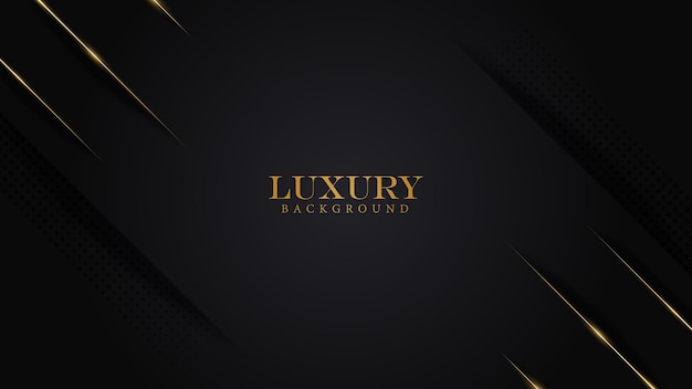 luxury elegant black theme design background vector illustration with shiny gold line and halftone