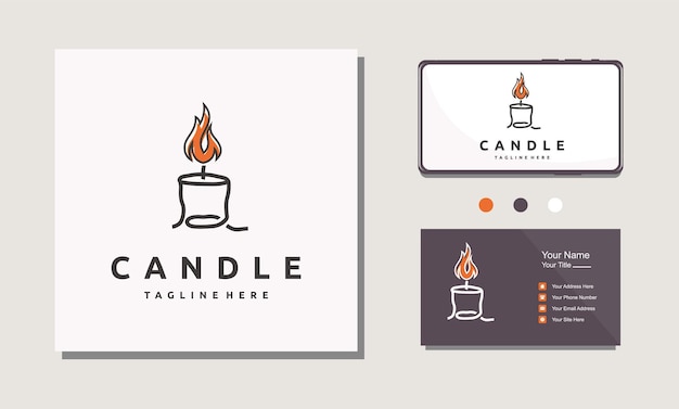 Luxury elegant candle light simple linear logo design inspiration