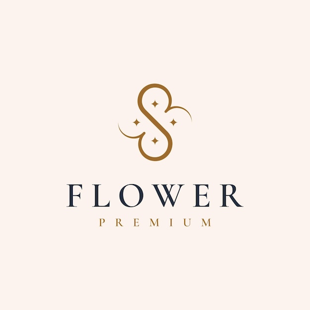 Vector luxury elegant flower logo linear line art monogram style