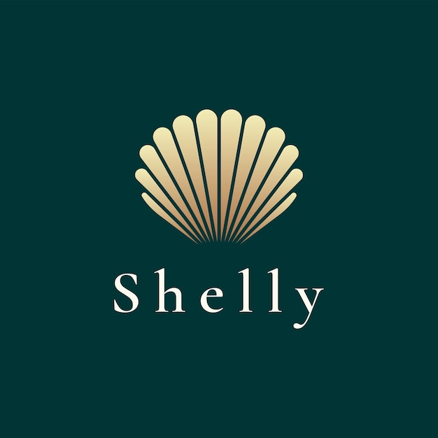 luxury and elegant gold colored pearl shell logo template