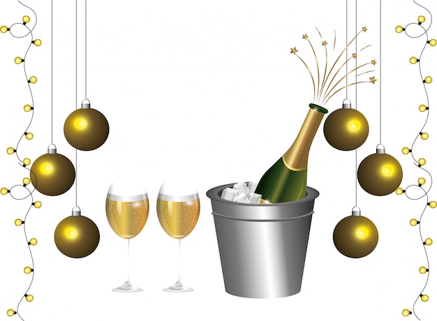 Luxury and elegant new years eve decoration cartoon