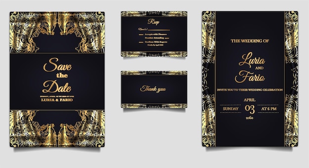 luxury elegant wedding invitation card design set