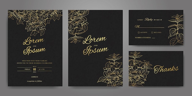 Luxury Elegant Wedding Invitation Card Template Set