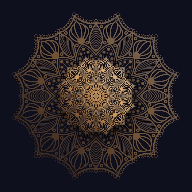 Luxury ethnic mandala background with golden color gradient effects