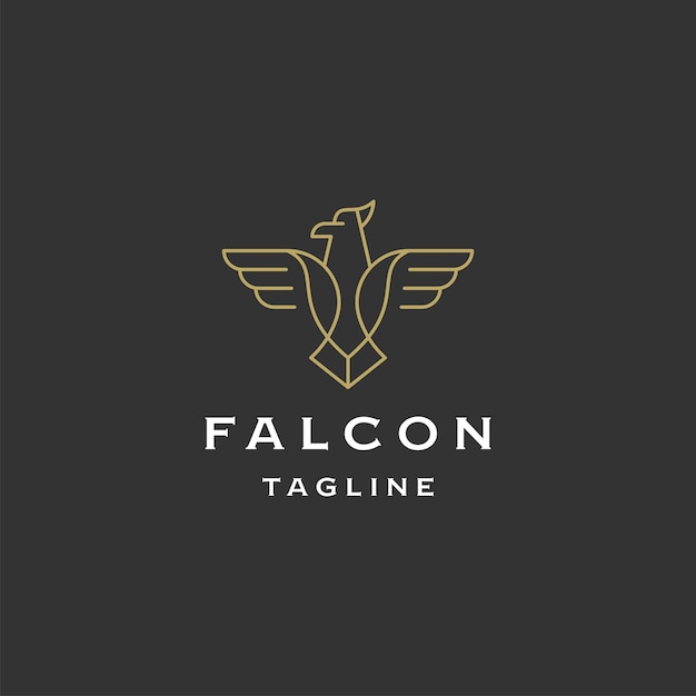 Luxury falcon line logo icon design template flat vector