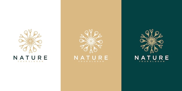 Luxury feminine flower logo abstract linear style