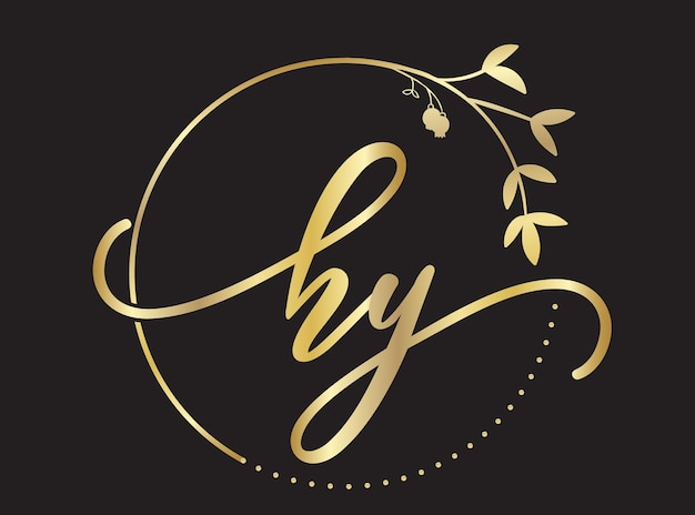 luxury feminine initial letter hy logo design template