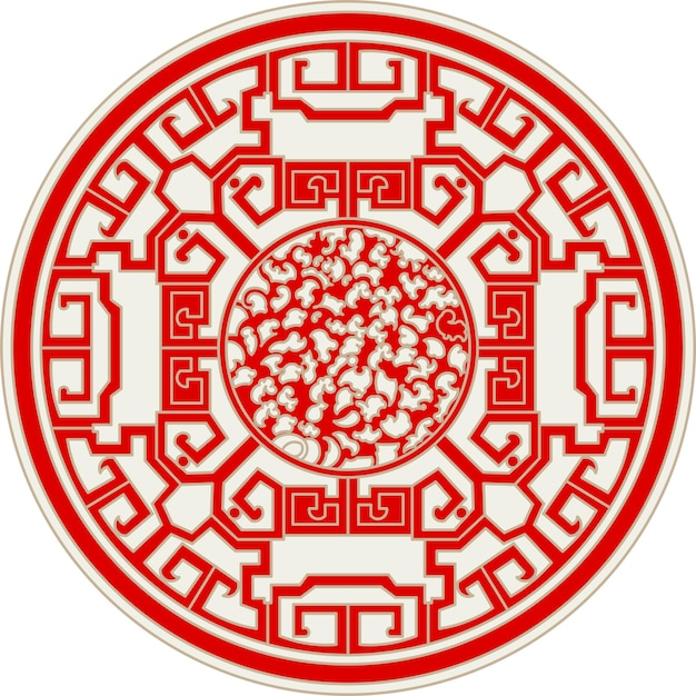 Vettore decorazione classica di lusso, cultura tradizionale orientale cinese, oro rosso, linea artistica
