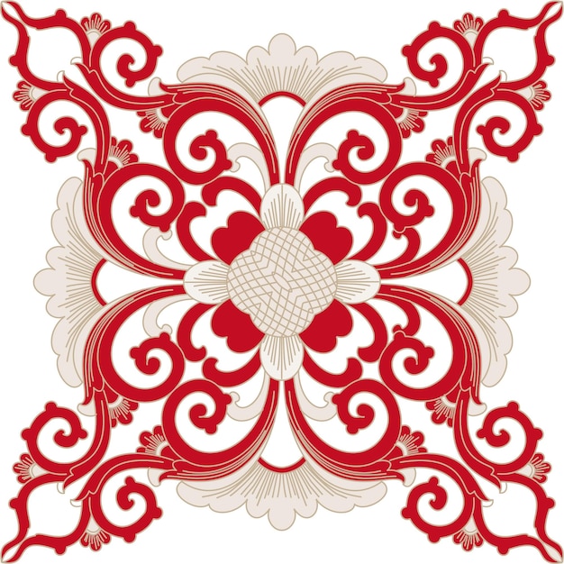 Luxury festive Chinese oriental traditional culture premium classical decoration red line art