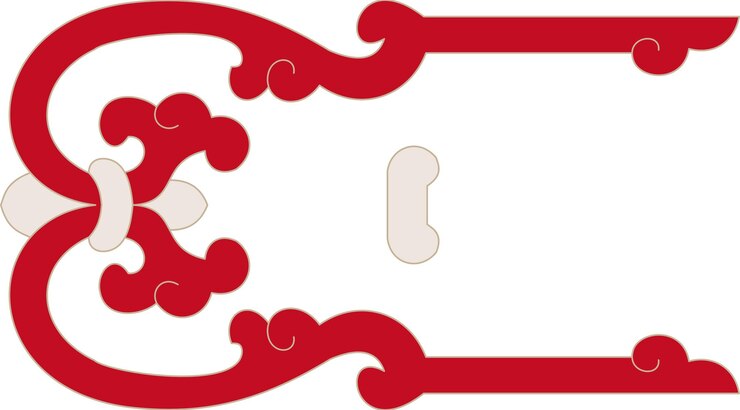 Vector luxury festive chinese oriental traditional culture premium classical decoration red line art