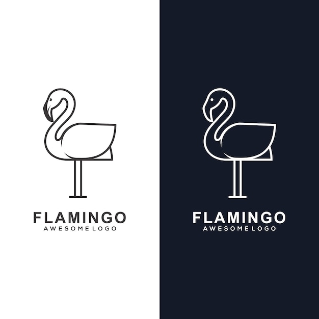 Luxury flamingo line logo illustration gold color for the company