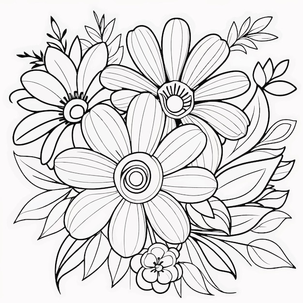 Luxury floral coloring book pages line art sketch