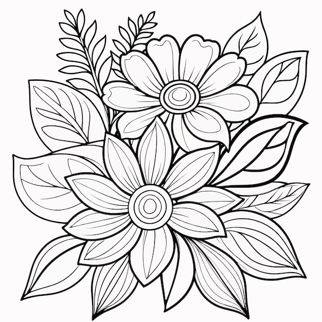Vector luxury floral coloring book pages line art sketch