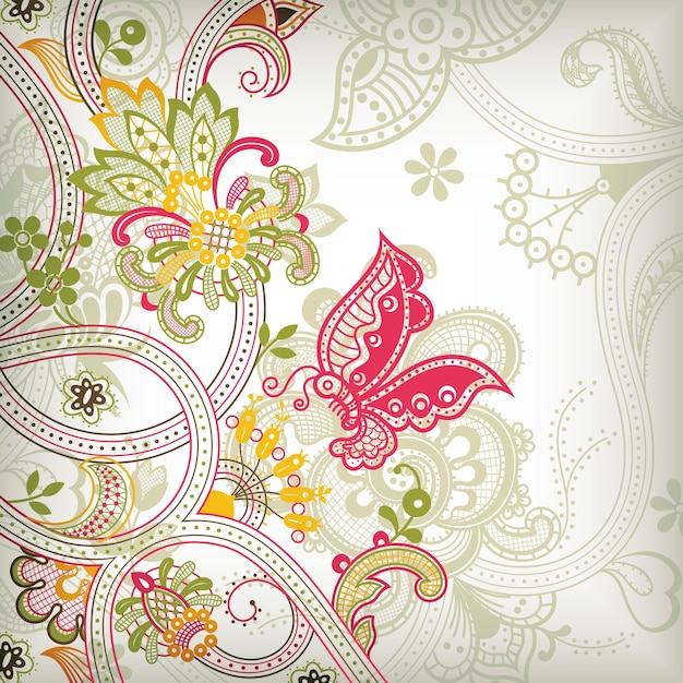 Luxury floral hand drawn floral background