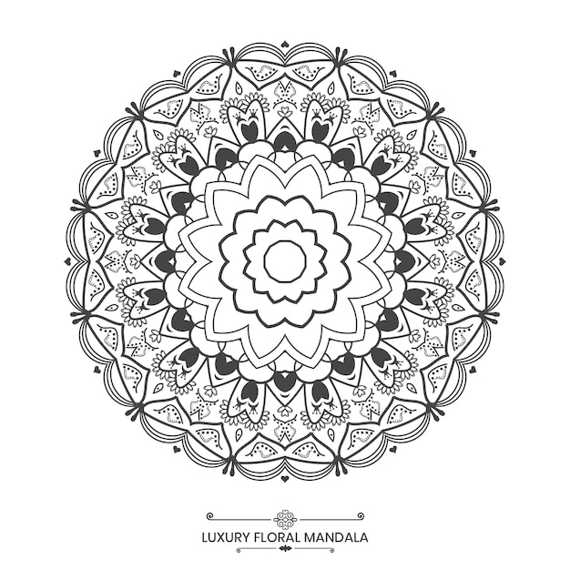 Vettore mandala floreale di lusso, design mandala decorativo ideale per libro da colorare