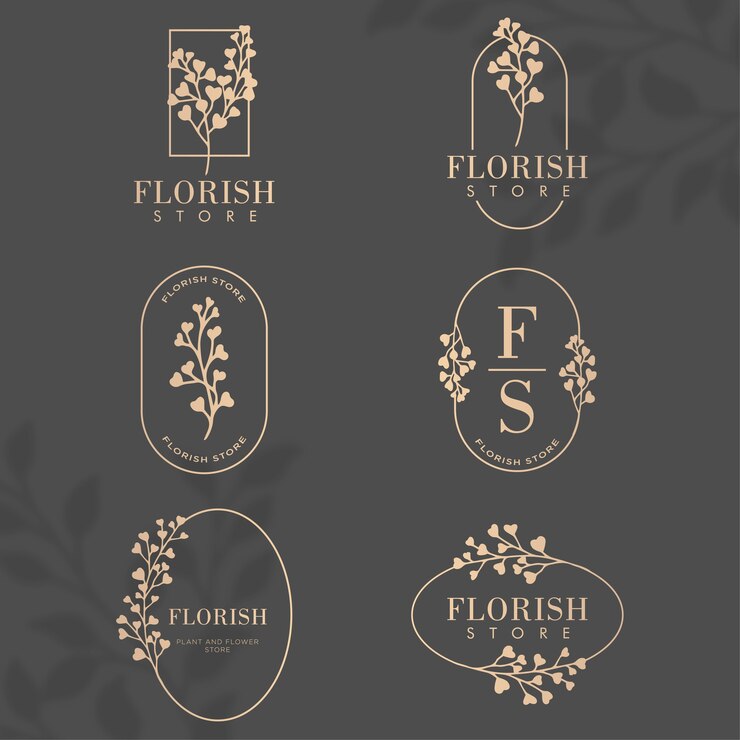 Luxury floral nature botanical frame logo editable template set