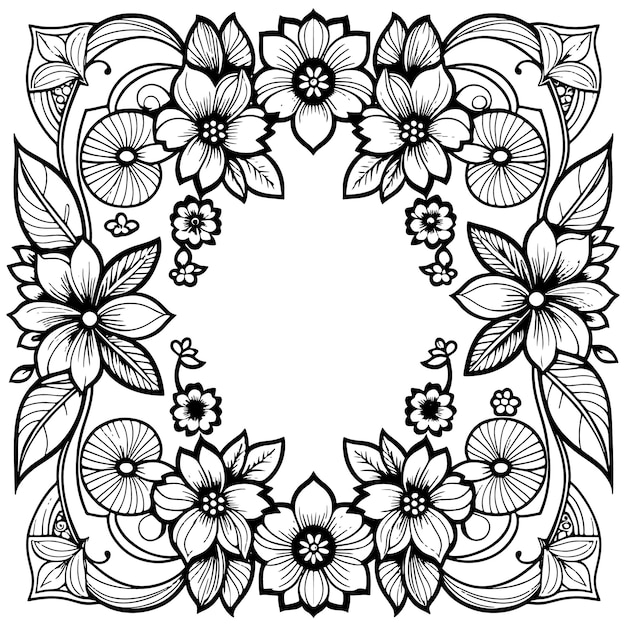 Luxury floral outline drawing coloring book pages line art sketch